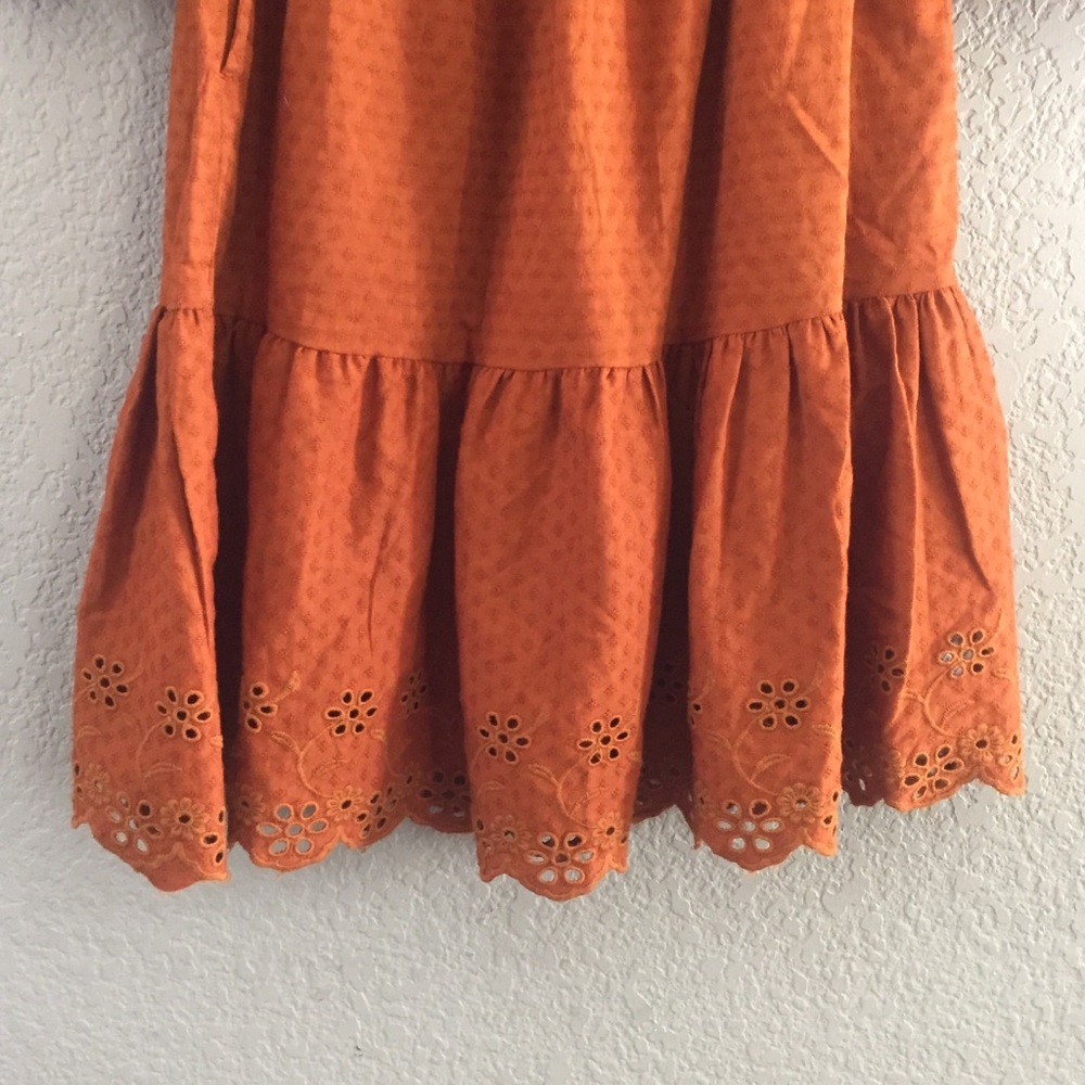 Universal Threads Rust Eyelet Ruffle Sleeve Dress - image 3